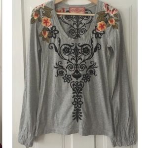 Johnny Was Embroidered V-Neck